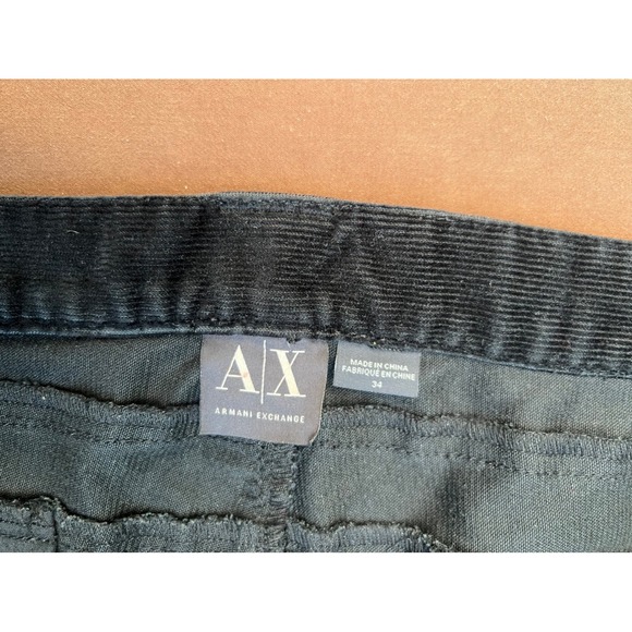 Armani Exchange Mens Black Corduroy Moto Biker Pants Zipper Detail Size 34 - Picture 4 of 8